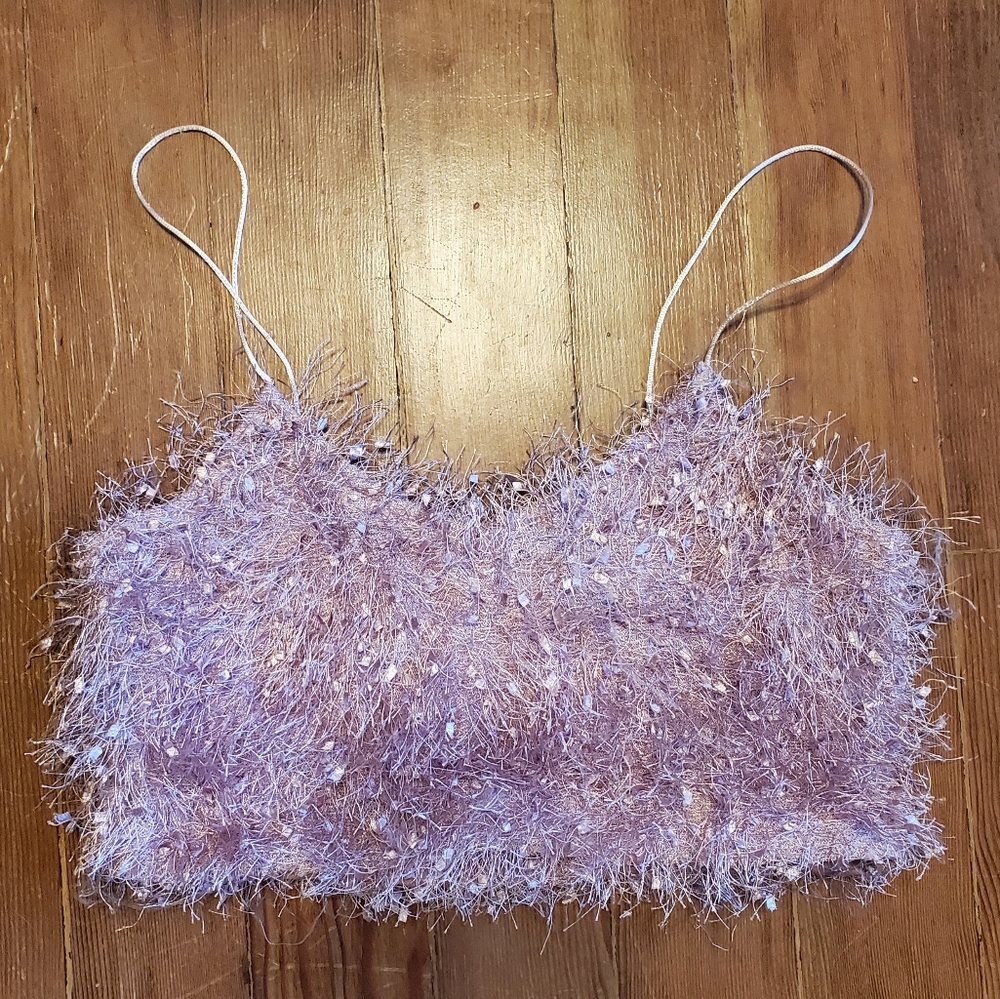 Hayden Lavender Fuzzy Cropped Camisole